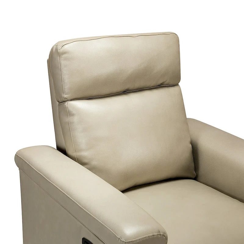 Alicia 34.65 Wide Contemporary Classic Genuine Leather Power Recliner With USB Port