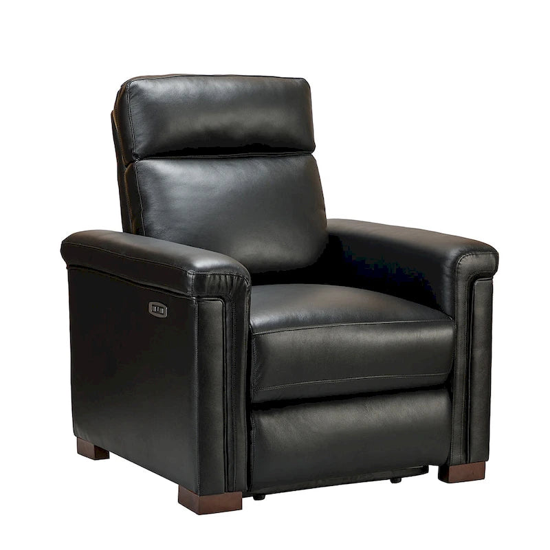 Alicia 34.65 Wide Contemporary Classic Genuine Leather Power Recliner With USB Port