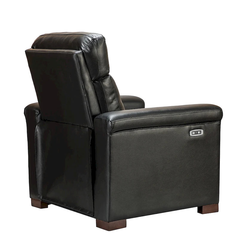 Alicia 34.65 Wide Contemporary Classic Genuine Leather Power Recliner With USB Port