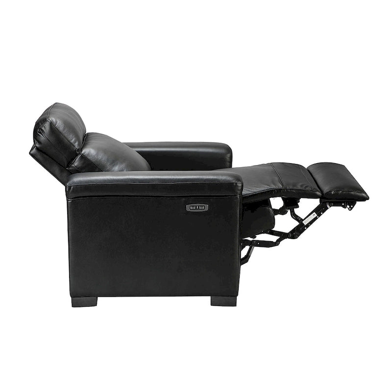 Alicia 34.65 Wide Contemporary Classic Genuine Leather Power Recliner With USB Port