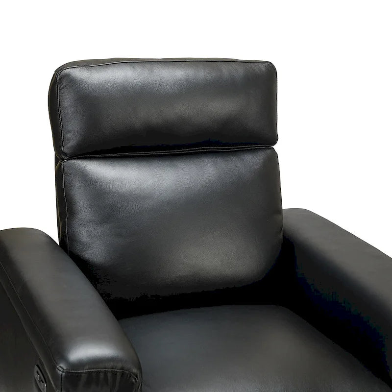 Alicia 34.65 Wide Contemporary Classic Genuine Leather Power Recliner With USB Port