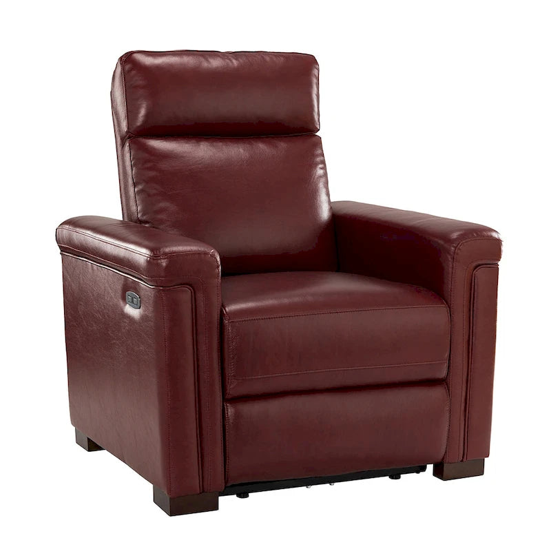 Alicia 34.65 Wide Contemporary Classic Genuine Leather Power Recliner With USB Port