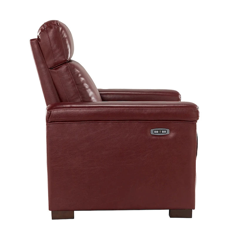 Alicia 34.65 Wide Contemporary Classic Genuine Leather Power Recliner With USB Port