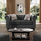 Morden Fort Tufted Upholstered Chesterfield set Loveseat, Sofa 2 PCS for Living Room, Fabric, Linen