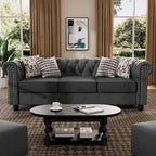 Morden Fort Tufted Upholstered Chesterfield set Loveseat, Sofa 2 PCS for Living Room, Fabric, Linen