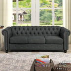Morden Fort Tufted Upholstered Chesterfield set Loveseat, Sofa 2 PCS for Living Room, Fabric, Linen
