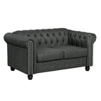 Morden Fort Tufted Upholstered Chesterfield set Loveseat, Sofa 2 PCS for Living Room, Fabric, Linen