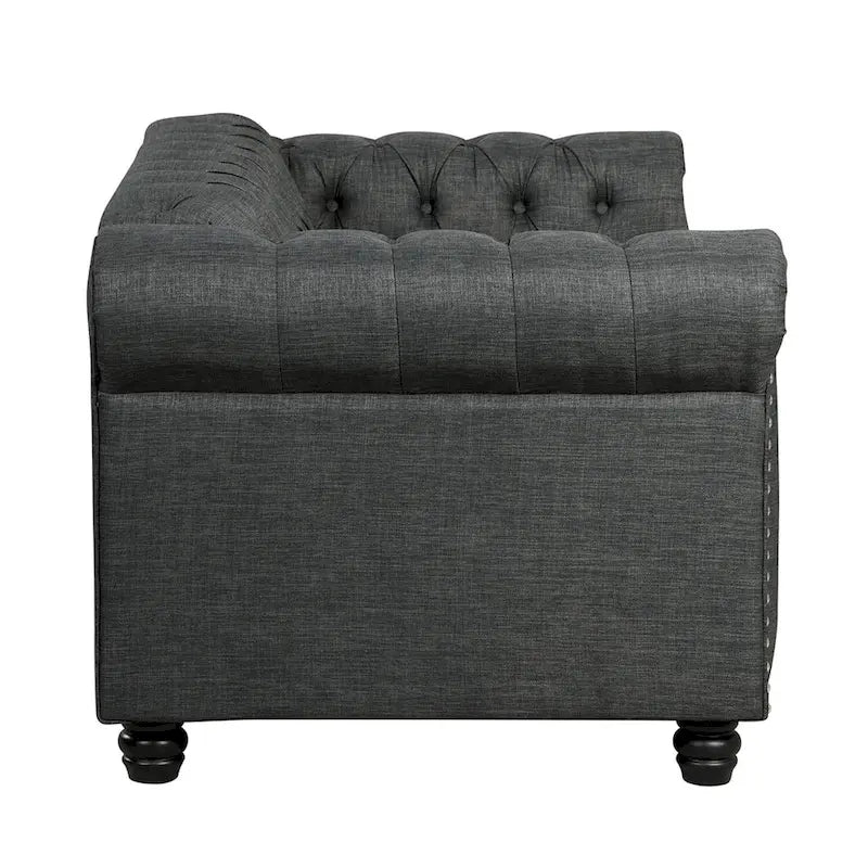 Morden Fort Tufted Upholstered Chesterfield set Loveseat, Sofa 2 PCS for Living Room, Fabric, Linen
