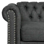 Morden Fort Tufted Upholstered Chesterfield set Loveseat, Sofa 2 PCS for Living Room, Fabric, Linen