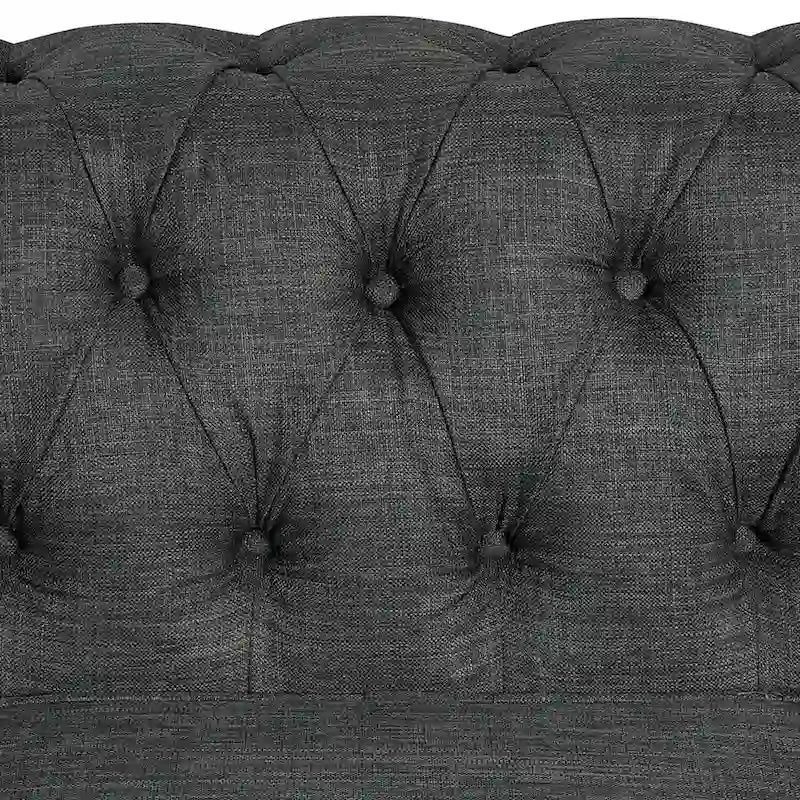 Morden Fort Tufted Upholstered Chesterfield set Loveseat, Sofa 2 PCS for Living Room, Fabric, Linen