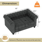 Morden Fort Tufted Upholstered Chesterfield set Loveseat, Sofa 2 PCS for Living Room, Fabric, Linen