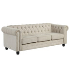 Morden Fort Tufted Upholstered Chesterfield set Loveseat, Sofa 2 PCS for Living Room, Fabric, Linen