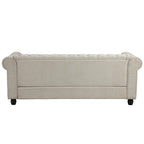 Morden Fort Tufted Upholstered Chesterfield set Loveseat, Sofa 2 PCS for Living Room, Fabric, Linen
