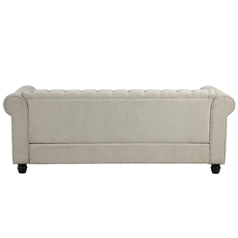 Morden Fort Tufted Upholstered Chesterfield set Loveseat, Sofa 2 PCS for Living Room, Fabric, Linen