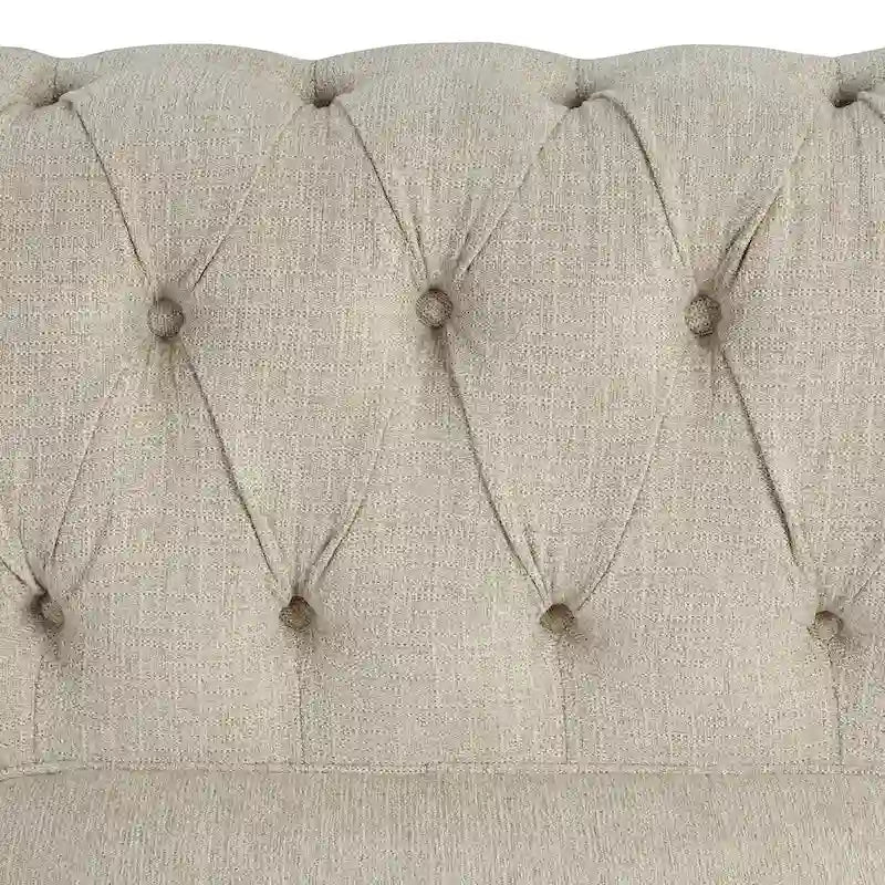 Morden Fort Tufted Upholstered Chesterfield set Loveseat, Sofa 2 PCS for Living Room, Fabric, Linen