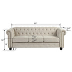 Morden Fort Tufted Upholstered Chesterfield set Loveseat, Sofa 2 PCS for Living Room, Fabric, Linen
