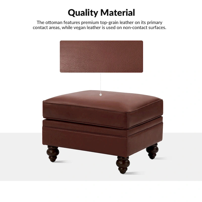 Irene Contemporary Genuine Leather Water Resistant Ottoman by HULALA HOME