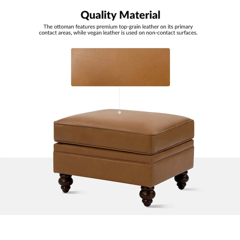 Irene Contemporary Genuine Leather Water Resistant Ottoman by HULALA HOME