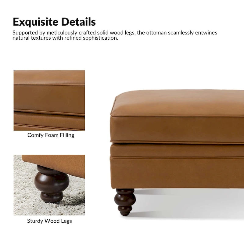 Irene Contemporary Genuine Leather Water Resistant Ottoman by HULALA HOME