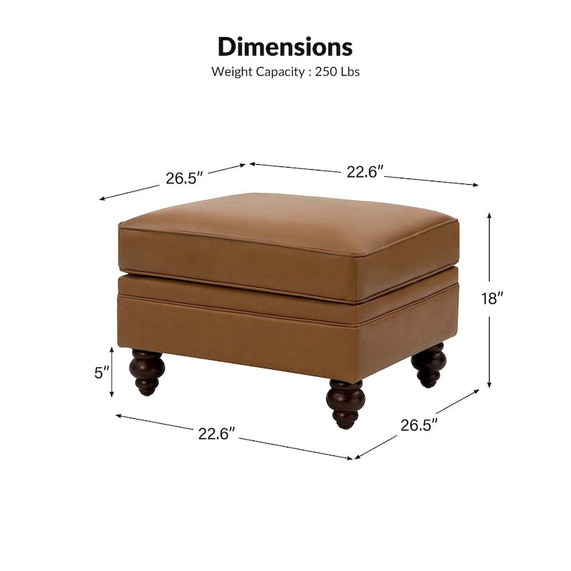 Irene Contemporary Genuine Leather Water Resistant Ottoman by HULALA HOME