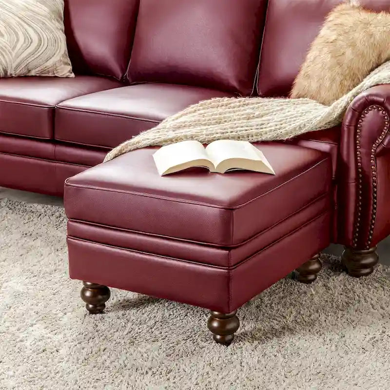 Irene Contemporary Genuine Leather Water Resistant Ottoman by HULALA HOME