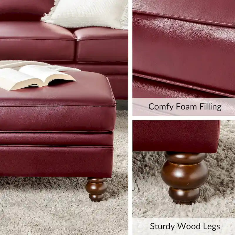 Irene Contemporary Genuine Leather Water Resistant Ottoman by HULALA HOME