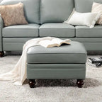 Irene Contemporary Genuine Leather Water Resistant Ottoman by HULALA HOME