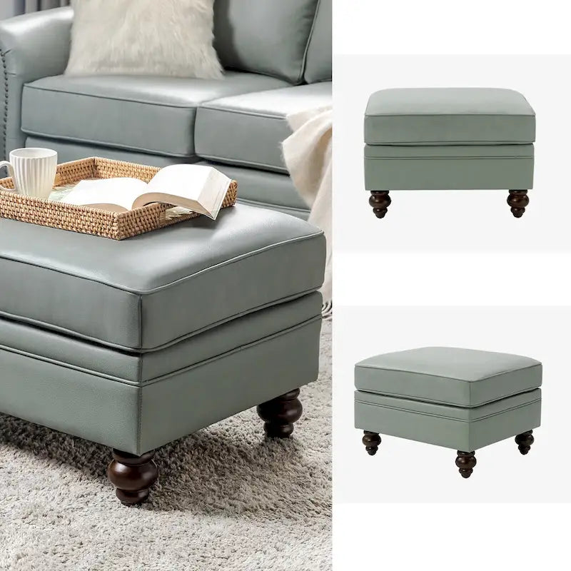 Irene Contemporary Genuine Leather Water Resistant Ottoman by HULALA HOME