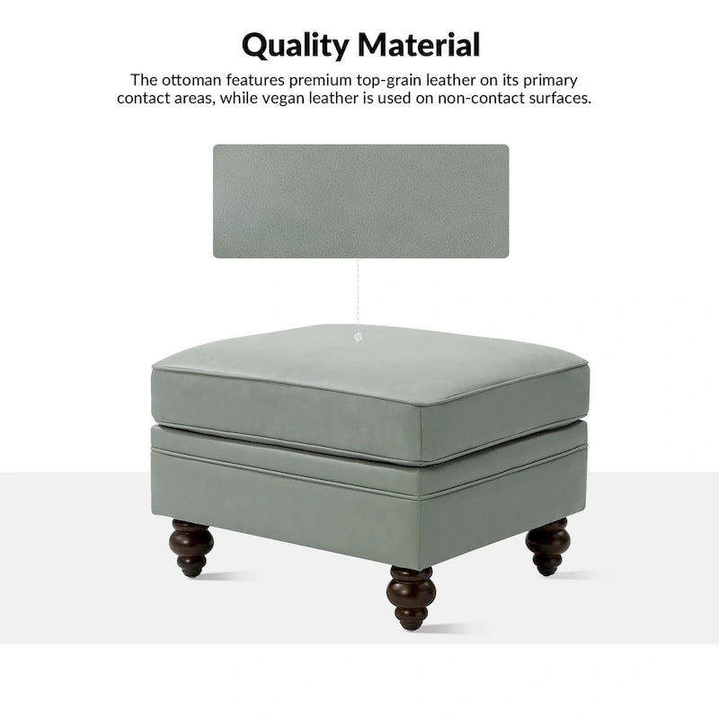 Irene Contemporary Genuine Leather Water Resistant Ottoman by HULALA HOME