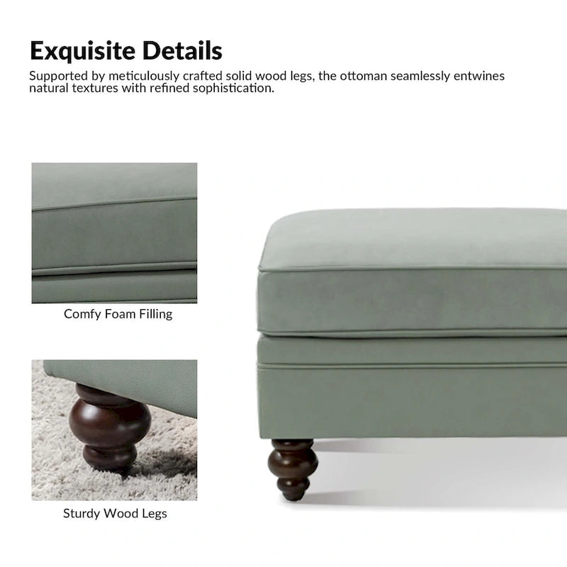Irene Contemporary Genuine Leather Water Resistant Ottoman by HULALA HOME