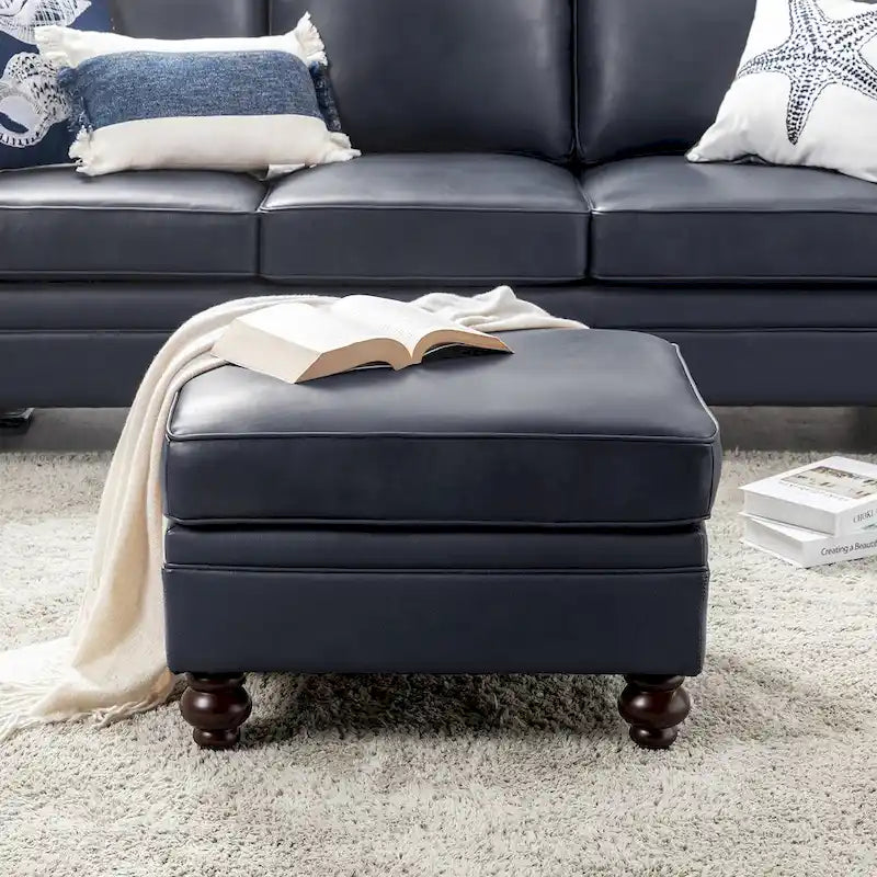 Irene Contemporary Genuine Leather Water Resistant Ottoman by HULALA HOME