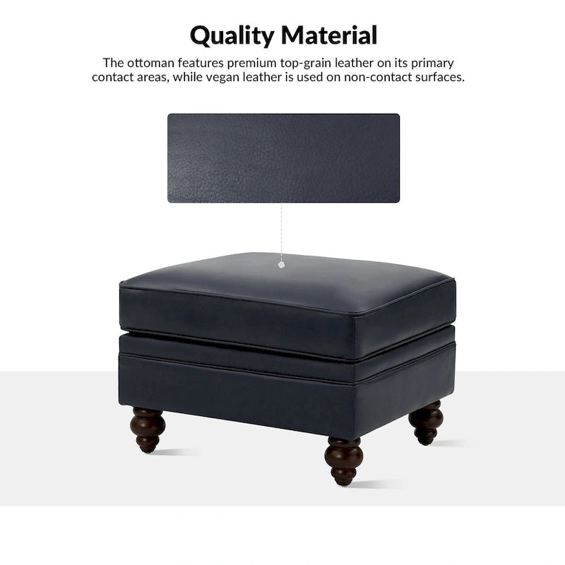 Irene Contemporary Genuine Leather Water Resistant Ottoman by HULALA HOME