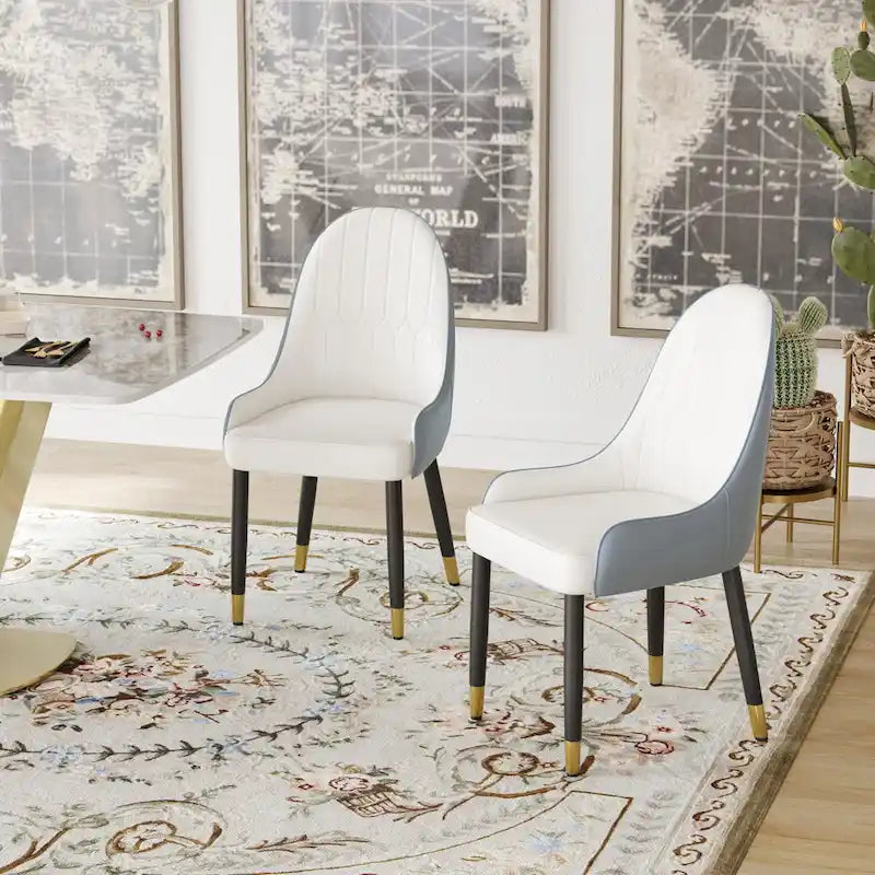 Set of 2 Modern Upholstered PU Leather Dining Chair