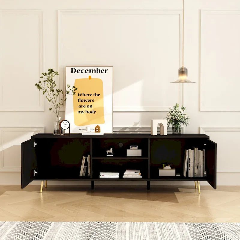 Entertainment Centers TV Stand With 2 Doors