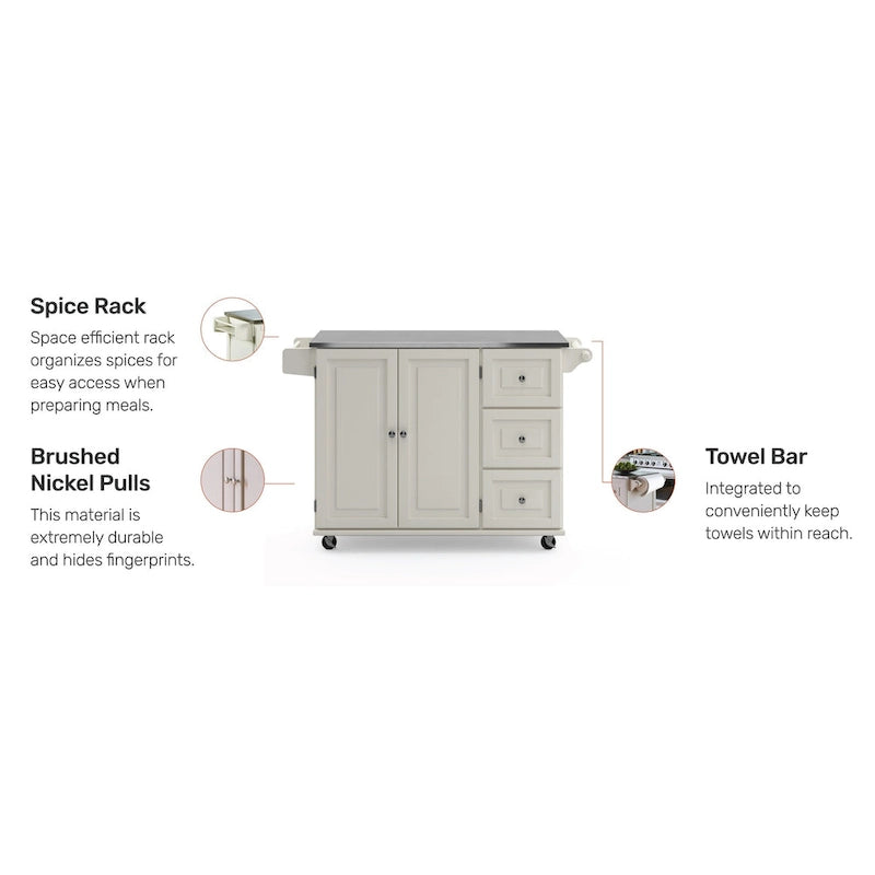 Dolly Madison Kitchen Cart with Stainless Steel Top by Homestyles