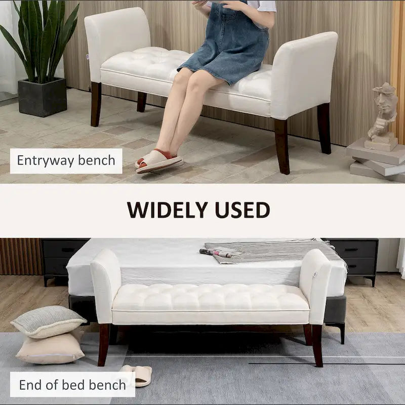 HOMCOM End of Bed Bench with Button Tufted Design, Upholstered Bench