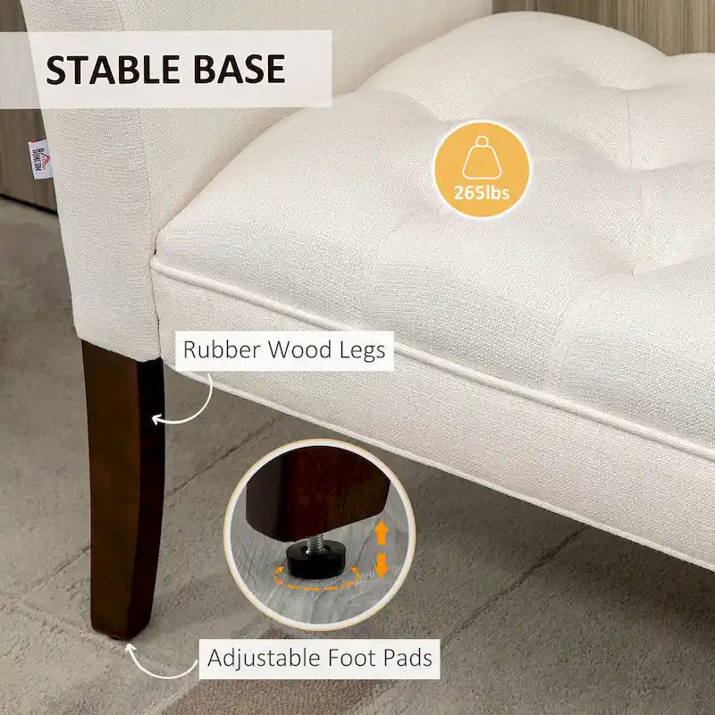 HOMCOM End of Bed Bench with Button Tufted Design, Upholstered Bench
