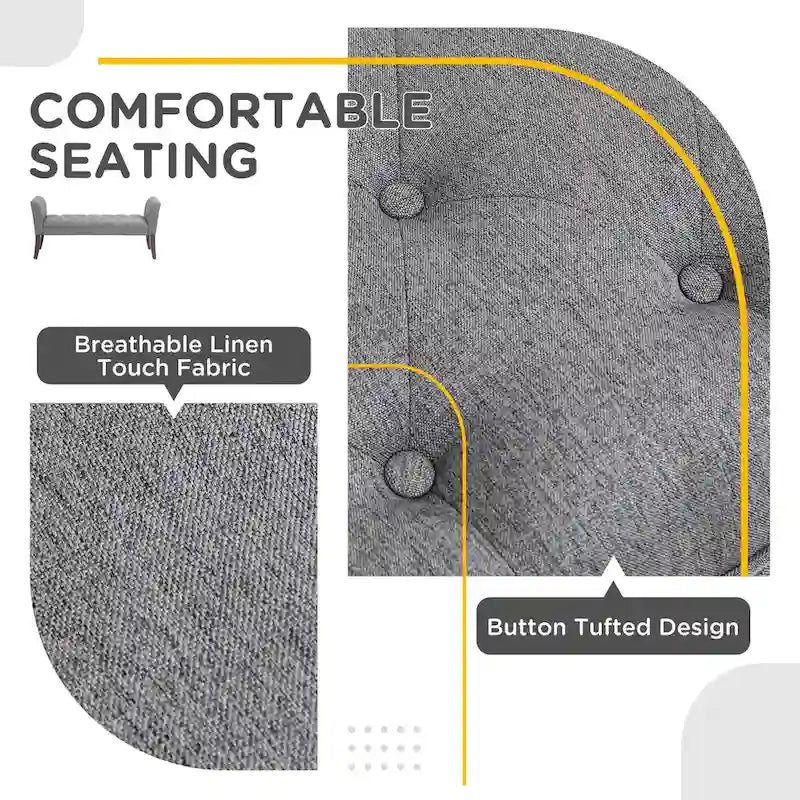 HOMCOM End of Bed Bench with Button Tufted Design, Upholstered Bench