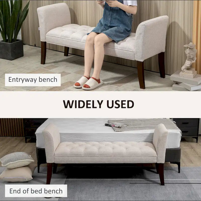 HOMCOM End of Bed Bench with Button Tufted Design, Upholstered Bench