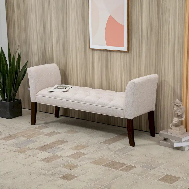 HOMCOM End of Bed Bench with Button Tufted Design, Upholstered Bench