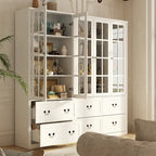 78.7 Combo Buffet Bookcase Storage Cabinet Glass Bookshelf Display