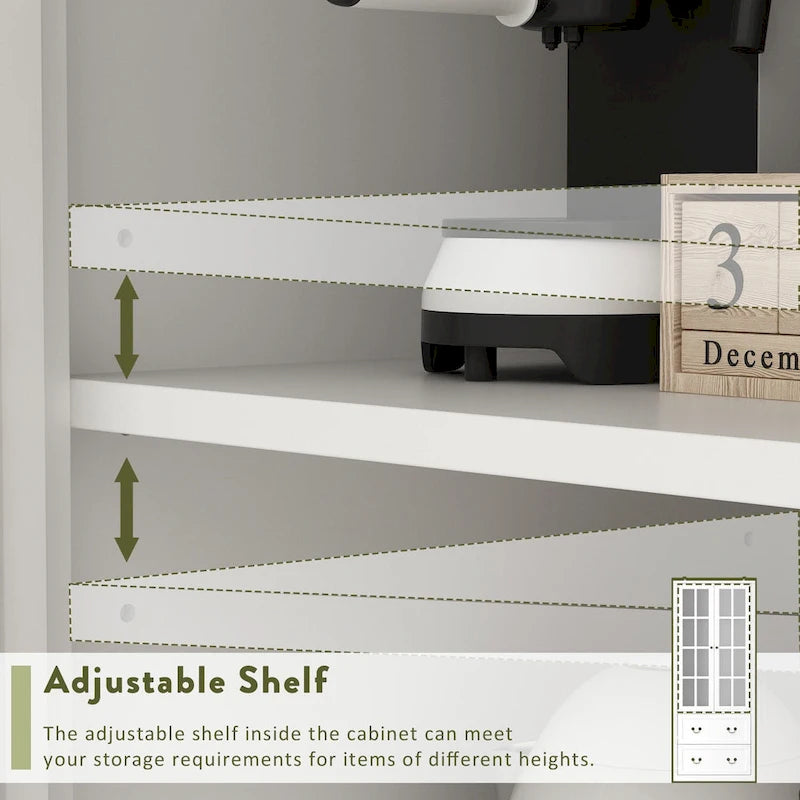 78.7 Combo Buffet Bookcase Storage Cabinet Glass Bookshelf Display