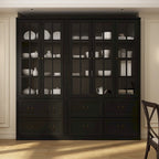 78.7 Combo Buffet Bookcase Storage Cabinet Glass Bookshelf Display