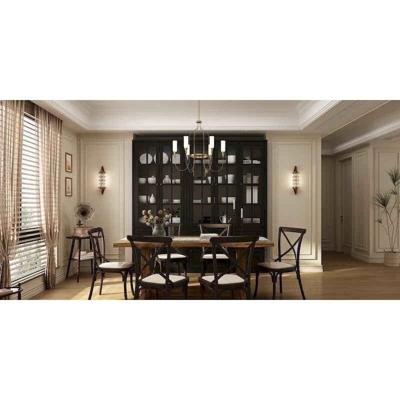 78.7 Combo Buffet Bookcase Storage Cabinet Glass Bookshelf Display