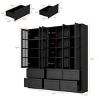 78.7 Combo Buffet Bookcase Storage Cabinet Glass Bookshelf Display