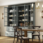 78.7 Combo Buffet Bookcase Storage Cabinet Glass Bookshelf Display