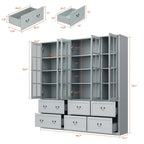 78.7 Combo Buffet Bookcase Storage Cabinet Glass Bookshelf Display