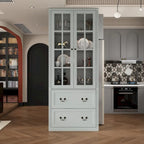 78.7 Combo Buffet Bookcase Storage Cabinet Glass Bookshelf Display