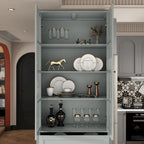78.7 Combo Buffet Bookcase Storage Cabinet Glass Bookshelf Display
