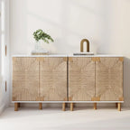 Nathan James Beacon Wood Accent Cabinet with Seagrass Doors and Adjustable Shelf